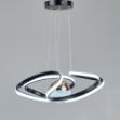 صورة Modern LED Orbit Ring Pendant Chandelier – Black Metal with Crystal Globe (3 Light Modes)